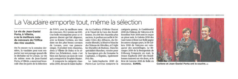 La Vaudaire emporte tout, même la sélection — 24Heures — 15 août 2020